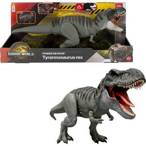 lot 39011 image: Jurassic World Rebirth Power Devour Tyrannosaurus Rex Dinosaur Figure, Constant Chomp Lights & Sound - Retail $50
