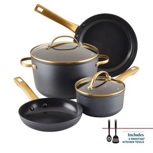 lot 39017 image: Farberware Forged Induction 8pc Ceramic Nonstick Cookware Set - Retail $110