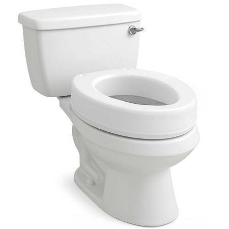 lot 1100 image: Carex Toilet Seat Riser  Elongated Raised Toilet Seat Adds 3.5 inches to Toilet Height  for Assistance Bending or Sitting  300 Pound Weight Capacity Toilet Riser - Retail $25