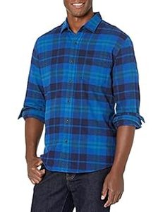 lot 1287 image: Amazon Essentials Mens Long-Sleeve Flannel Shirt (Available in Big & Tall), Bright Blue, Plaid, XX-Large (B073XNBKCZ) - Retail $20