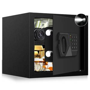 lot 1019 image: 1.6 Cu ft Small Fireproof Safe Box, Digital Security Home Safes Water and Fireproof with Electronic Keypad Keys and Alarm System, Fire Safe for Home Money Medicine Valuables - Retail $86