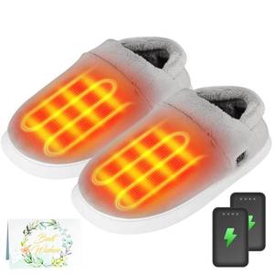 lot 1023 image: CYCYHEAT Heated Slippers - Electric Foot Warmer for Men & Women, 3 Heating Levels (Heeled Slippers, Women 12-13 Men 10-11) - Retail $50