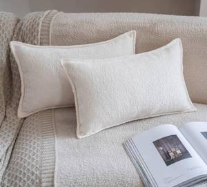 lot 1042 image: Neelvin Cream White Chenille Decorative Th Pillow 20x35 inch Set of 3 Pillowcase Cushion Case for Bed Sofa Couch - Retail $29