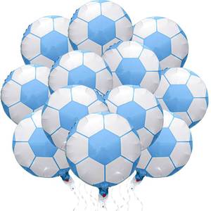 lot 1066 image: Blue Soccer Balloons, 19pcs Football Sports Birthday 18 inch Blue Soccer Balloon for Baby Shower for Boy Blue Soccer Balloons Birthday Sport Themed Party Decoration Race Car Party Supplies - Retail $12