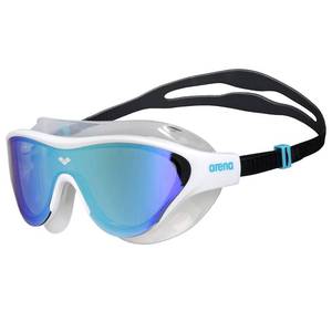 lot 1071 image: ARENA Unisex Adult The One Swim Mask Fitness Swimming Goggles for Men and Women Large Fit Polycarbonate Mirror Lens, BlueWhite - Retail $43