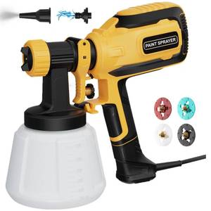 lot 1081 image: Paint-Sprayer, 700W HVLP Spray Gun with Cleaning & Blowing Joints, 4 Nozzle Sizes & 3 Spray Patterns, Easy to Clean, for Furniture, Cabinets, Decks, Walls, Doors, DIY Projects, etc. - Retail $40