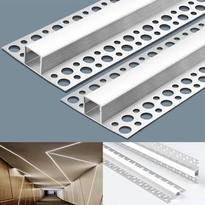 lot 1085 image: 10 Pack Aluminum LED Channel 6.6FT2M Plaster-in with Strip Diffuser and Milky Cover Tape Light Track LED Profile for Various Lighting Applications - Retail $140
