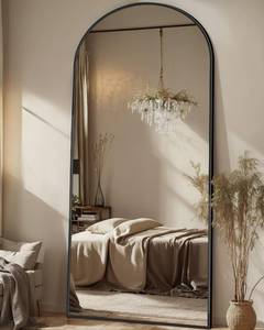lot 1088 image: Antok Full Length Mirror, 71x28 Floor Mirror, Arched Floor Standing Freestanding Arch Full Body Mirrors with Stand for Bedroom, Hanging Mounted for Living Room Cloakroom,Black - Retail $130