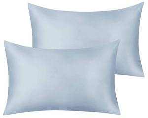 lot 1107 image: JINAMART Pack of 2 Silky Satin Pillowcase - Queen Satin Pillow Cases for Hair and Skin  Hypoallergenic Pillows Case with Hidden Zipper Closure, (Queen 2 Pack, Sky Blue) - Retail $0