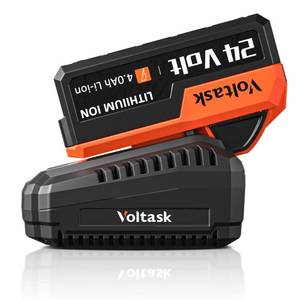 lot 1116 image: VOLTASK 24V 4.0-Ah Lithium iON Battery  2.2A Rapid Charger for All 24V Cordless Snow Shovel - Retail $49