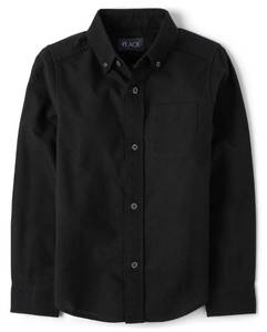 lot 1148 image: The Childrens Place,boys,Long Sleeve Oxford Shirt,Black,Large - Retail $15