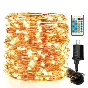 lot 1153 image: Moobibear LED String Lights, 99ft 300 LEDs Fairy Lights Plug in, Dimmable Outdoor Tree Lights, UL-Listed Warm White Copper String Lights Remote Control for Room Garden Party Christmas Festival Decor - Retail $25