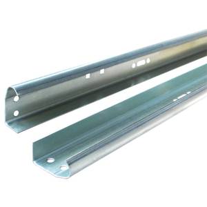 lot 1162 image: LAJIAOZ Garage Door Vertical Track Replacement, Galvanized Steel Garage Door Hardware Rails Kit, Set of Left and Right for 2 Light Commercial Side Track Rollers and 7 Foot Tall Garage Door - Retail $96