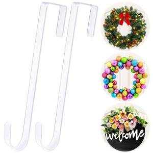 lot 1185 image: AnCintre 15 in Wreath-Hangers, 2 Pack Easter-Christmas-Halloween Decorations, Fall Door Welcome Sign, Inside-Outside Over The Door Hooks Organizer Home Decor - Retail $10