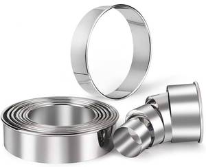 lot 1189 image: HULISEN Stainless Steel Round Cookie Biscuit Cutter Set, 11 Circle Donut Doughnut Cutter, Baking Ring Molds for Mini Cake, Scone, Pastry, Cooking, Gift Package - Retail $14
