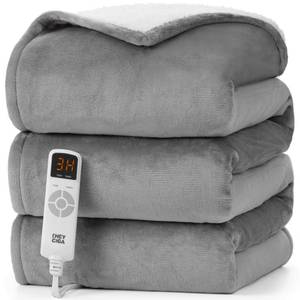 lot 1197 image: EHEYCIGA Heated Blanket Electric Throw - Heating Blanket with 9 Heating Levels & 10 Hours Auto Off, Soft Cozy Sherpa Washable Throw with Fast Heating, 50 x 60 Inches - Retail $27