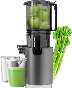 lot 1236 image: Cold Press Juicer, 5.8 Wide Feed Chute Juice Extractor Machine with 400W, High Juice Yield, Slow Masticating Juicer for Whole Vegetables & Fruits, Gray - Retail $29