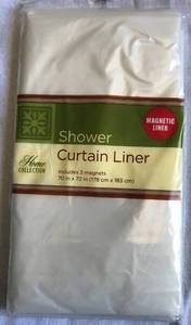 lot 1239 image: Standard Size 70 X 72 Waterproof Plastic Shower Curtain with Magnetic Liner Multiple Colors Available (Clear) - Retail $10