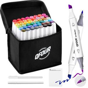 lot 1243 image: 40 Colors Art Marker, Coloring Markers, Brush & Chisel Tip Drawing Marker for Adults Sketching, Illustration, Card Making - Retail $15