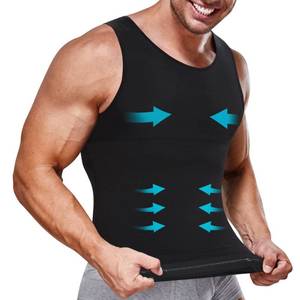 lot 1254 image: IFKODEI Mens Compression Shirts Slimming Body Shaper Workout Tank Top Vest Tummy Control Shapewear Abs Abdomen Undershirt (2XL, Black) - Retail $19