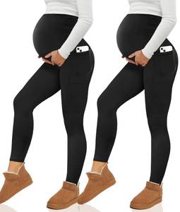 lot 1258 image: Happy.angel Maternity Fleece Lined Leggings Over The Belly, Womens Black Workout Yoga Pregnancy Pants with Pockets Black Small - Retail $26