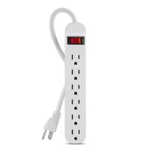 lot 1274 image: Belkin 6-Outlet Power Strip With 3ft Cord, White - Retail $9