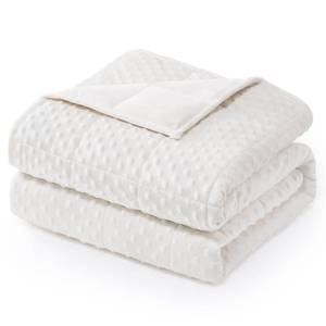 lot 1303 image: Wemore Minky Dot Weighted Blanket for Adults King Size 20 lbs, Soft Cozy Heavy Blanket for Bed and Couch, Breathable Blanket for All-Season with Glass Beads, White 80 x 87 inches - Retail $61