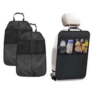 lot 1306 image: Tioollev Kick Mat Back Seat Protector, Waterproof Car Backseat Protective Kick Mat with 2 Mesh Pockets, Large Vehicle Seat Back Kick Mat Organizer for Kids, Car Accessories - Retail $20