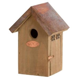lot 1308 image: Esschert Design Wren Bird House - Antique Wash with Copper Roof - Retail $34