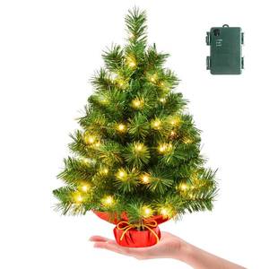 lot 1035 image: Pre-lit 2ft Small Christmas Tree, Leeheeyee Artificial mini Christmas Tree with 50 LED Lights, Battery Operated Tabletop Xmas Tree with Burlap Base for Table Desk Home Christmas Decor