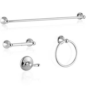 lot 1943 image: Xinwei Polished Chrome Bathroom Accessories 4 Piece Towel Rack Set Adjustable Expandable Towel Bar for Bath Wall Mounted Bathroom Hardware kit