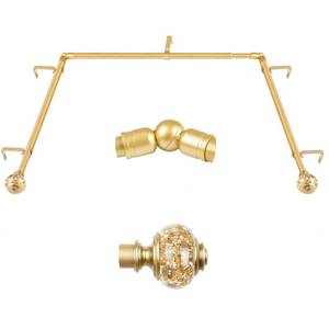 lot 1945 image: Bay Window Curtain Rods, USFOOK Gold Curtain Rods for Bay windows 32 to 86 Inch (Center Rod), 32 to 58 Inch Side Rod for windows, Decorative Drapery Rods with Bling Finials