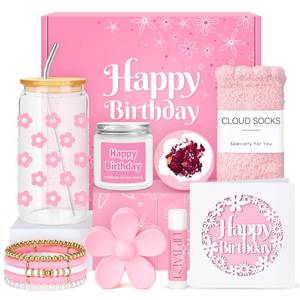 lot 1951 image: Birthday Gifts for Teen Girls, Women, Teenage Girl Birthday Gift Sets for Teen Girls Tween Gifts for Teenage Girl Cute Daisy Aesthetic Glass Cup Gift Basket for Teens, Sister, Women, Her, Friend
