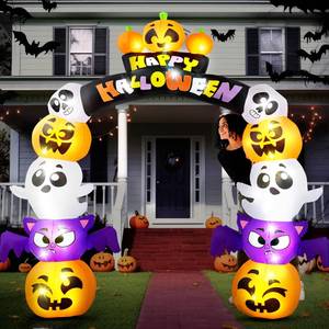 lot 1960 image: Joiedomi 8 FT Cute Halloween Inflatables Pumpkin Archway Outdoor Decoration, Archway Halloween Blow Up for Yard with Build-in LED Lights, Inflatable Arch Yard Outside Pumpkin Decor for Party, Garden