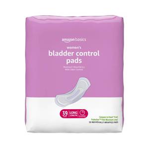 lot 1975 image: Amazon Basics Incontinence Pads for Women Long, Bladder Control, Postpartum, Maximum Absorbency, Unscented, 39 Count