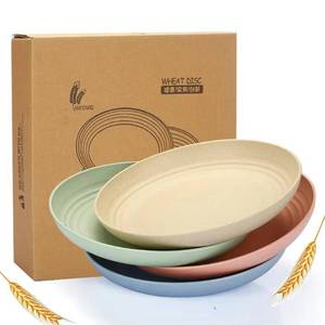 lot 1981 image: LRUUIDDE Unbreakable Cereal Dinner Plate, 9 Inch Wheat Straw Deep Reusable Plastic, Lightweight Salad Kids for Kitchen Camping BPA FREE Dishwasher Safe