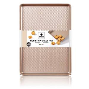 lot 1986 image: Jelly Roll Pan 15x10 - HONGBAKE Commercial Cookie Sheets for Baking with Diamond Texture Surface, 57% Thicker Carbon Steel Baking Sheet for Oven, Nonstick Cooking Tray