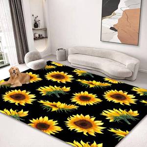 lot 1989 image: kksme Large Area Rug 5x6 Carpet for Bedroom Living Room Kids Room Home Decor Entryway Indoor Rugs Mat Non Slip Sunflower Black Background