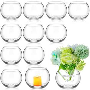 lot 1990 image: Zopeal 12 Pcs Fish Bowl Vase Glass Bubble Bowl Globe Glass Clear Bubble Vase Round Terrarium Goldfish Flower Centerpiece for Wedding Event Arrangement Office Home (3.5 h X 4.7 w)