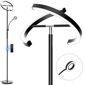 lot 1997 image: SIBRILLE LED Floor Lamp for Living Room - Modern Standing Lamp with Reading Light, Remote Touch Control Floor Light Dimmable Mother-Daughter Tall Bedroom Lamp for Couch Office, 29W, Black