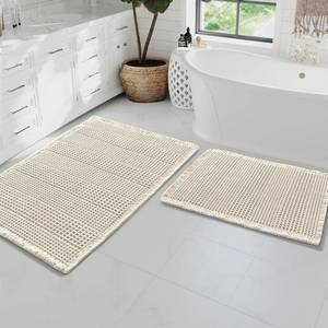 lot 2005 image: H.VERSAILTEX Waffle Bath Mat Super Absorbent Bathroom Mats Non Slip Bath Rugs for Bathroom Floor Machine Washable Ultra Soft Bathroom Rugs for Beside Tub, (32 x 20 Plus 24 x 17 - Inches, Ivory)