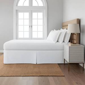 lot 2361 image: Cottingon Box Pleated Bed Skirt with Split Corners, 100% Microfiber Soft, Sheen & Luxurious Look, Tailored Drop Easy Fit, King 15, White