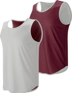 lot 2367 image: Liberty Pro Mens Lightweight Reversible Rec Tanks, Mesh Basketball Jerseys Athletic Quick Dry Shirts Team Scrimmage Uniforms (WhiteMaroon, Medium)