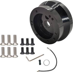 lot 2371 image: UcarSoon 5 & 6 Hole Billet Steering Wheel Hub Adapter Replacement for Chevy 1969-1994 GMC Truck Pickup Van-s J-eep Bui-ck Chry-sler Dod-ge Pon-tiac Ca-dillac (Black)
