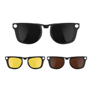lot 2380 image: HiBloks 3Pcs Polarized Clip-on Compatible with Ray-Ban Meta Wayfarer & Gen 2 (RW4008RW4012 Large), Discoloration Clip for Rayban Meta Gen 2 Accessories (Night Vision Yellow, Black, Brown)
