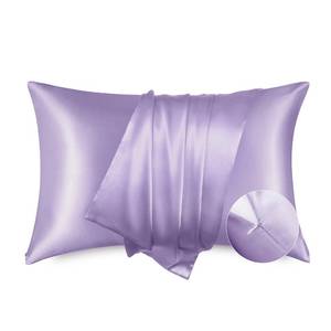lot 2385 image: Bedsure Satin Pillowcase with Zipper, Similar to Silk Pillow Cases 2 Pack, Silky & Soft Satin Pillow Cases Standard Size for Hair and Skin, Lavender Pillow Covers, Gifts for Women Men, 20x26 Inches