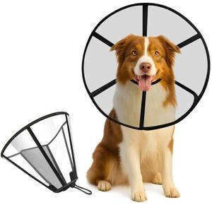 lot 2394 image: Lainergie Adjustable Soft Dog Cone Collar for After Surgery Recovery, Comfortable Pet Recovery Protective Collar for Medium Large Dogs, Elizabethan Dog Neck Collar (XXL, Black)