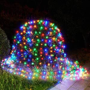 lot 2402 image: BlcTec Outdoor Christmas Lights 200 LED 8.4ft x 5.2ft Christmas Net Lights with 8 Modes, UL Certified, Timer, Connectable, Waterproof Design for Bushes, Shrubs Outdoor Xmas Decorations, Multicolor