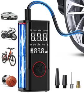 lot 2404 image: Tire Inflator Portable Air Compressor, Cordless Air Pump for Car Tires with Pressure Gauge, Battery Power Bike Tire Pump, 150PSI Portable Tire Inflator for Car, Motorcycle, Bicycle, Ball