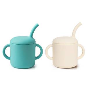 lot 2407 image: Catii Premium Silicone Baby Straw Cup 6 floz, BPA-Free Food-Grade Silicone Sippy Cup for Infants and Toddlers 6months, Leak-Resistant, Durable, Easy-Grip Training Design(GreenBeige)
